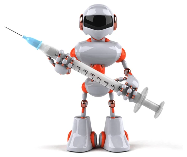 Robot met spuit — Stockfoto