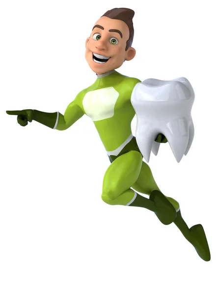 Fun superhero with tooth — Stock Photo, Image