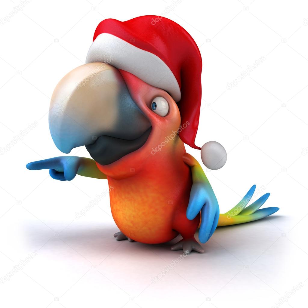 Fun parrot in Santa hat