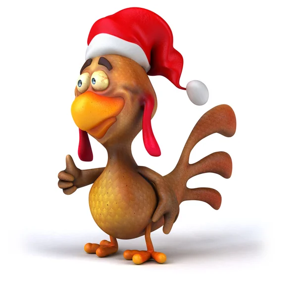 サンタさんの帽子で楽しい鶏 — ストック写真