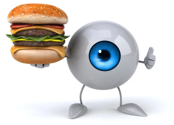 Fun eye with burger — Stock Photo, Image