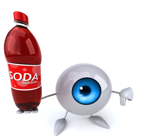 Fun eye with soda bottle — Stock Photo, Image
