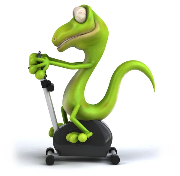 Funny lizard doing sport — Stock Photo, Image