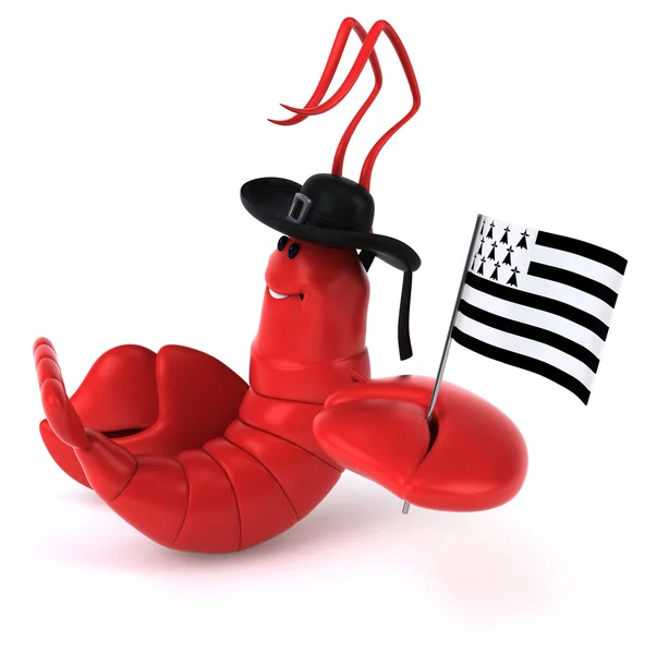 Fun lobster with flag — Stock Photo, Image