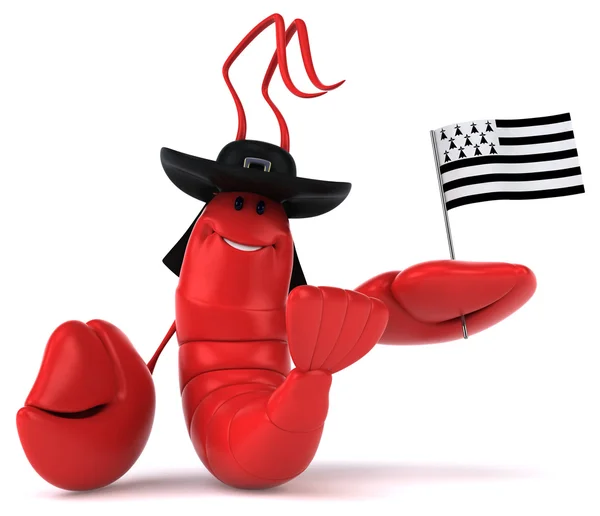 Fun lobster with flag — Stock Photo, Image