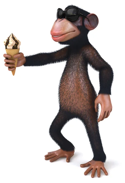 Fun monkey with ice cream — Stock Photo, Image