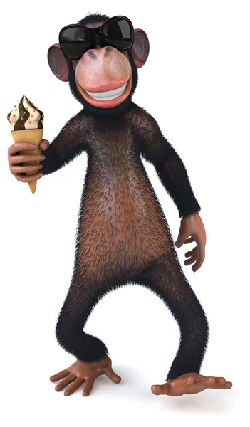 Fun monkey with ice cream — Stock Photo, Image