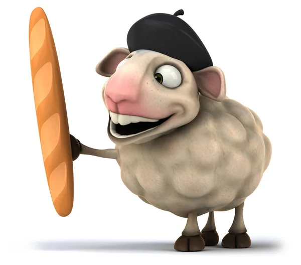 Fun sheep with baguette — Stock Photo, Image