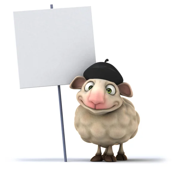 Fun cartoon sheep and blank board — Stock Photo, Image