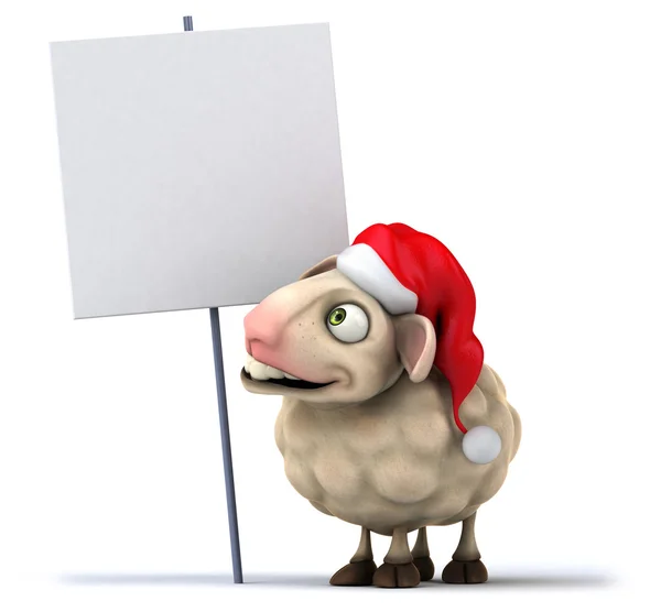 Fun sheep in Santa's hat — Stock Photo, Image