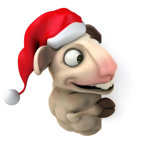 Fun sheep in Santa's hat — Stock Photo, Image