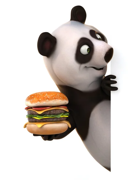 Panda divertido con hamburguesa —  Fotos de Stock