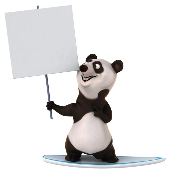 Spaß-Panda auf Surfbrett — Stockfoto