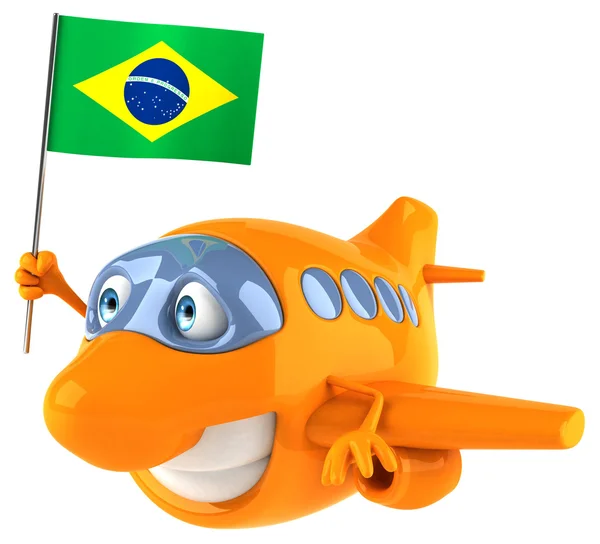Весело літак з прапор Бразилії — стокове фото