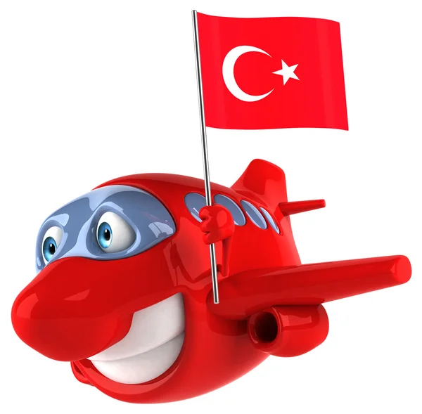 Веселый самолет с флагом Турции — стоковое фото