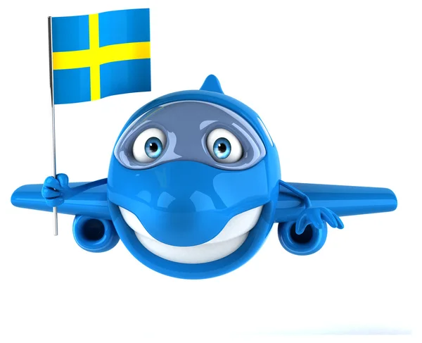 Szórakoztató síkon Svédország zászlaja — Stock Fotó