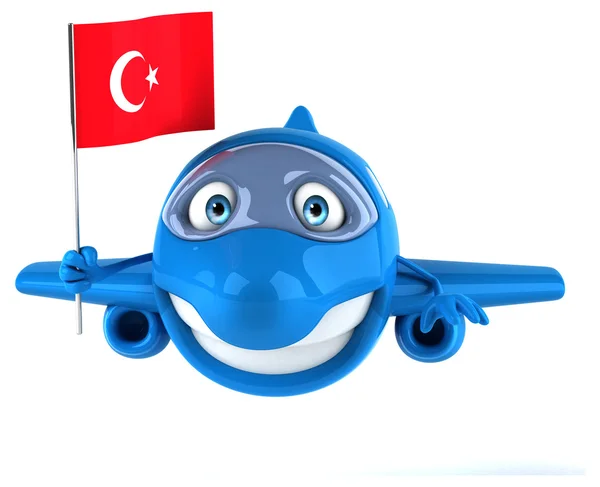 Leuk vliegtuig met vlag van Turkije — Stockfoto