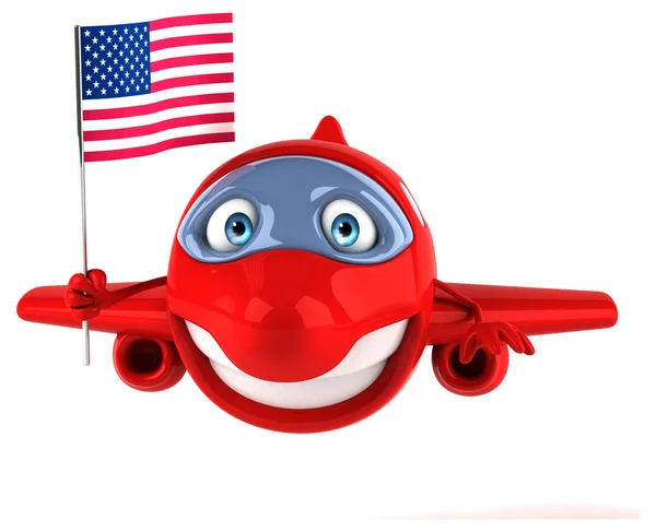 Fun plane with flag of USA — Stock Photo, Image