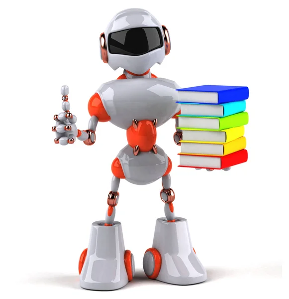 Robot avec pile de livres — Photo