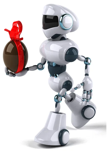 Robot with Easter egg — Stock Photo, Image