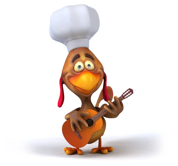 有趣的厨师鸡与吉他 — 图库照片