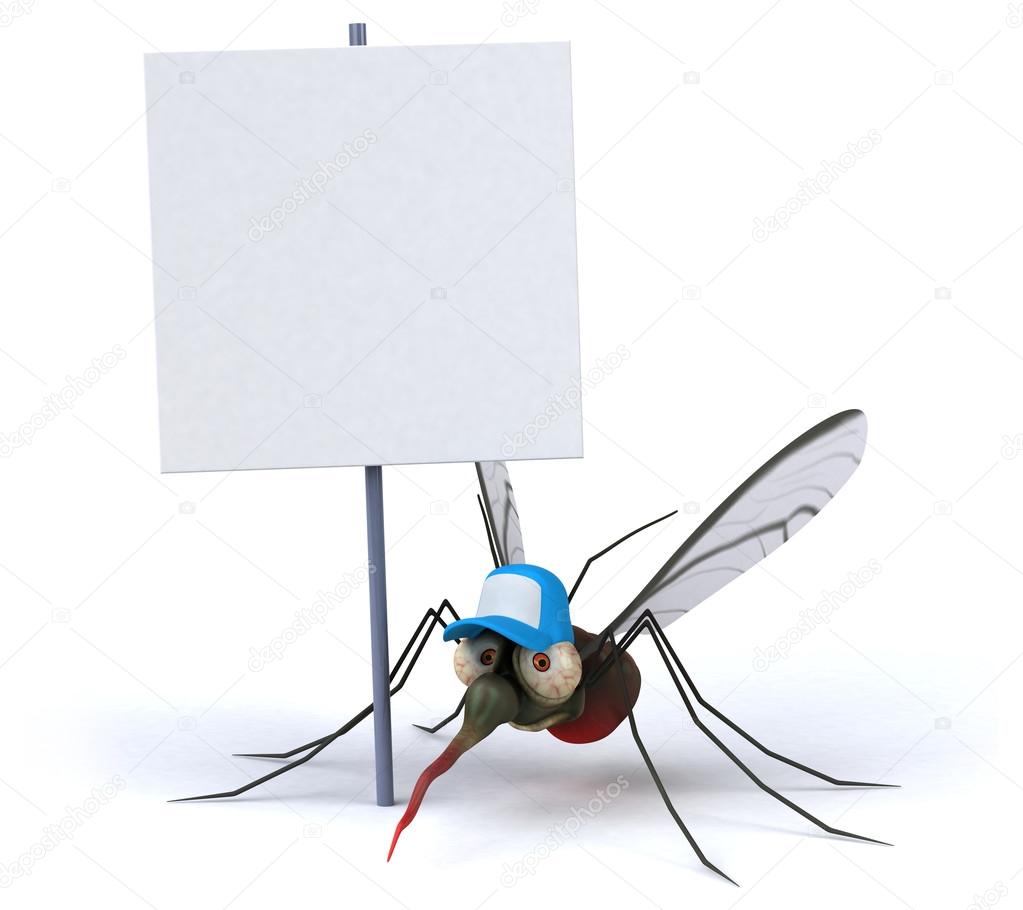 Cartoon fun Mosquito and blank board