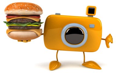 Eğlenceli fotoğraf makinesi ile burger