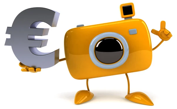 Zábavný fotoaparát s symbol měny euro — Stock fotografie