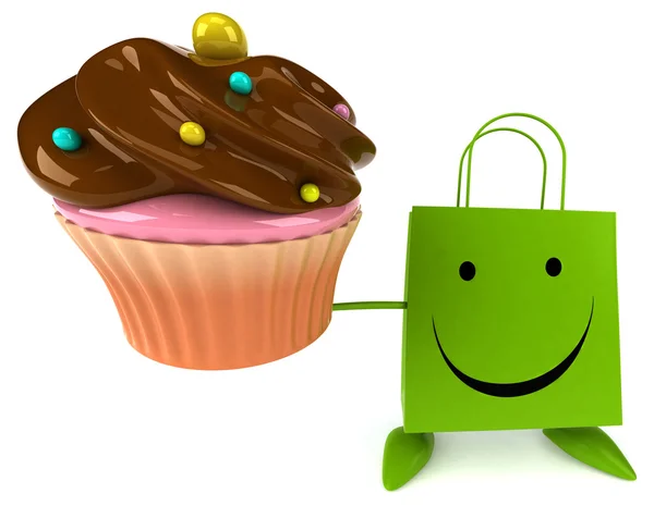 Sac de dessin animé Shopping avec cupcake — Photo