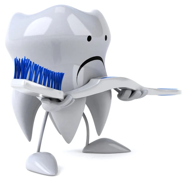 Cartoon-Zahn mit Zahnbürste — Stockfoto