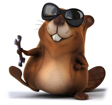 Somun anahtarı ile güneş gözlüğü komik beaver