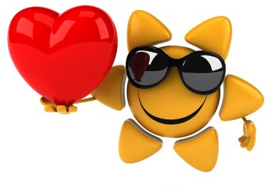 Kırmızı kalp ile eğlenceli güneş