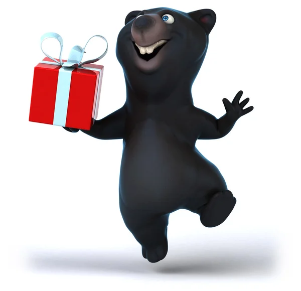 Fun bear with gift — Stock Photo, Image