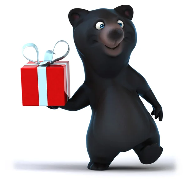 Fun bear with gift — Stock Photo, Image