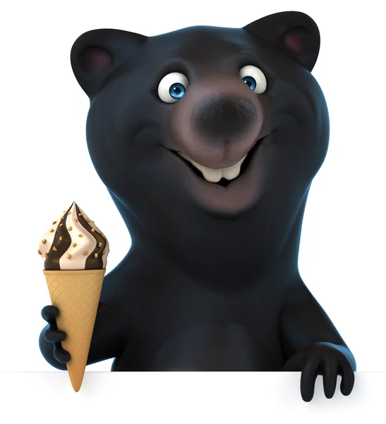 Fun bear with ice cream — Stock Photo, Image