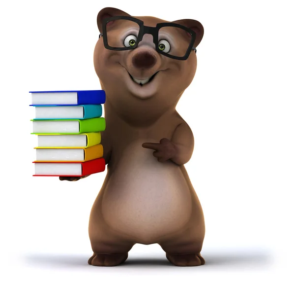 Leuke beer met een boeken — Stockfoto