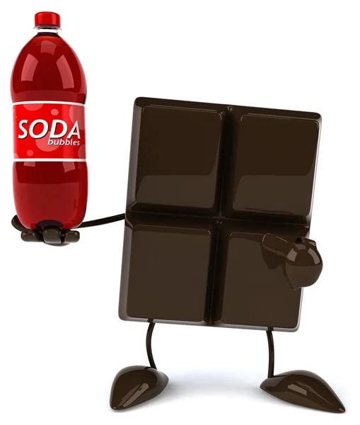Chocolade bar met fles soda — Stockfoto
