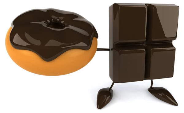 Chocolade bar met donut cartoon — Stockfoto