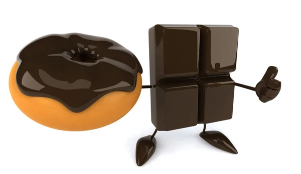 Barra di cioccolato cartone animato con ciambella — Foto Stock