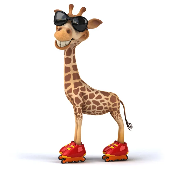 Girafe amusante en lunettes de soleil sur patins à roulettes — Photo