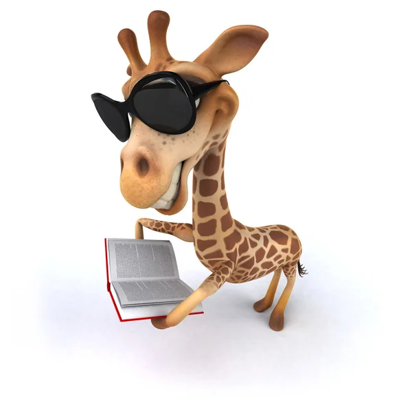 Веселый жираф с книгой — стоковое фото