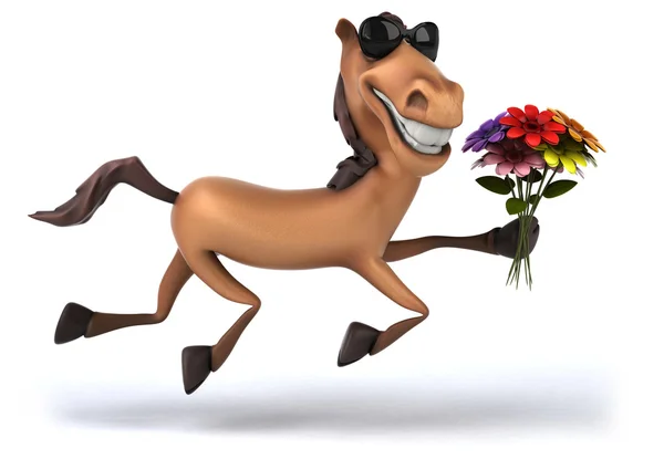 Cheval amusant avec des fleurs — Photo