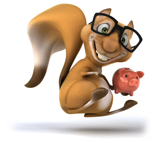 Leuke eekhoorn met piggy bank — Stockfoto