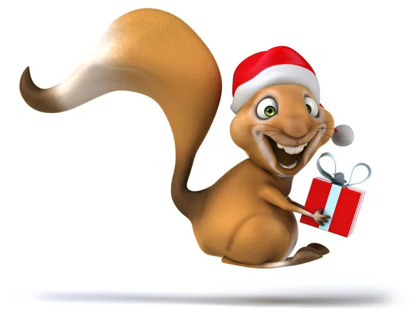 Spaß Eichhörnchen mit Geschenk — Stockfoto
