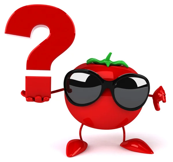Fun tomato with question mark — Stock Photo, Image