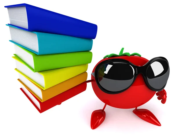 Kul tomat med böcker — Stockfoto