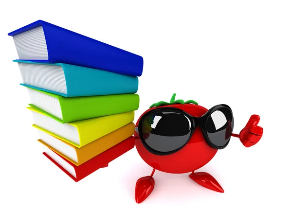 Pomodoro divertente con libri — Foto Stock