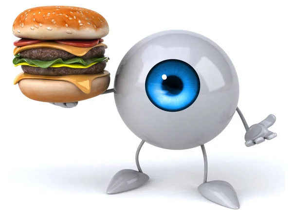 Fun eye with burger — Stock Photo, Image