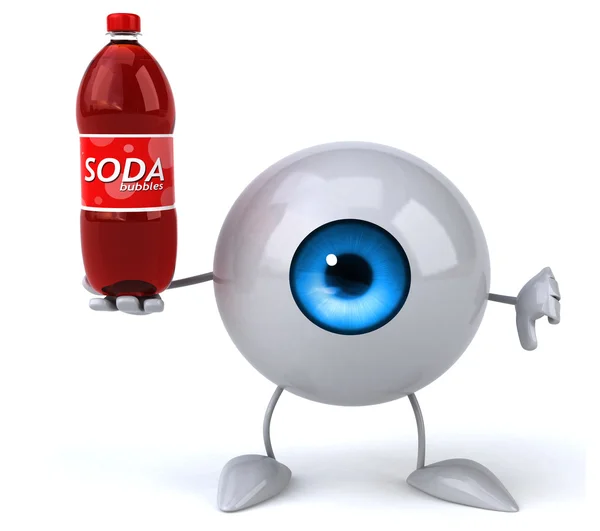 Oeil amusant avec bouteille de soda — Photo