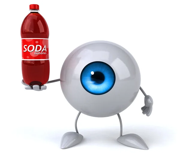 Fun eye with soda bottle — Stock Photo, Image